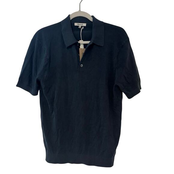 NWT Madewell Three-Button Sweater Polo Shirt In Night Indigo Size XS - Picture 3 of 6